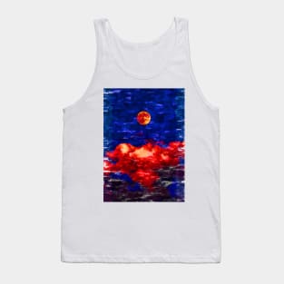 Super Bright Red Moon Cloudy Night. For Moon Lovers. Tank Top
